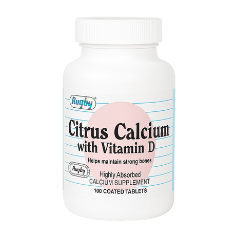 Rugby Citrus Calcium with Vitamin D Joint Health Supplement, 100 tablets - 00536322301 - LL Medico