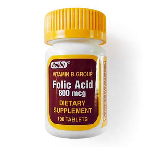 Rugby Folic Acid Vitamin Supplement, 800 mcg - 80681007400 - LL Medico
