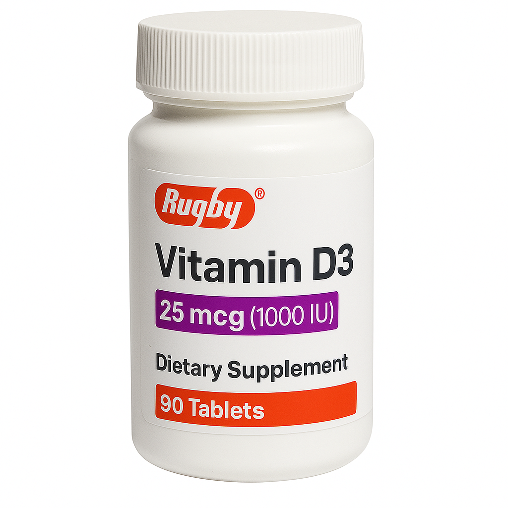 Rugby Vitamin D3 Dietary Supplement, 25 mcg