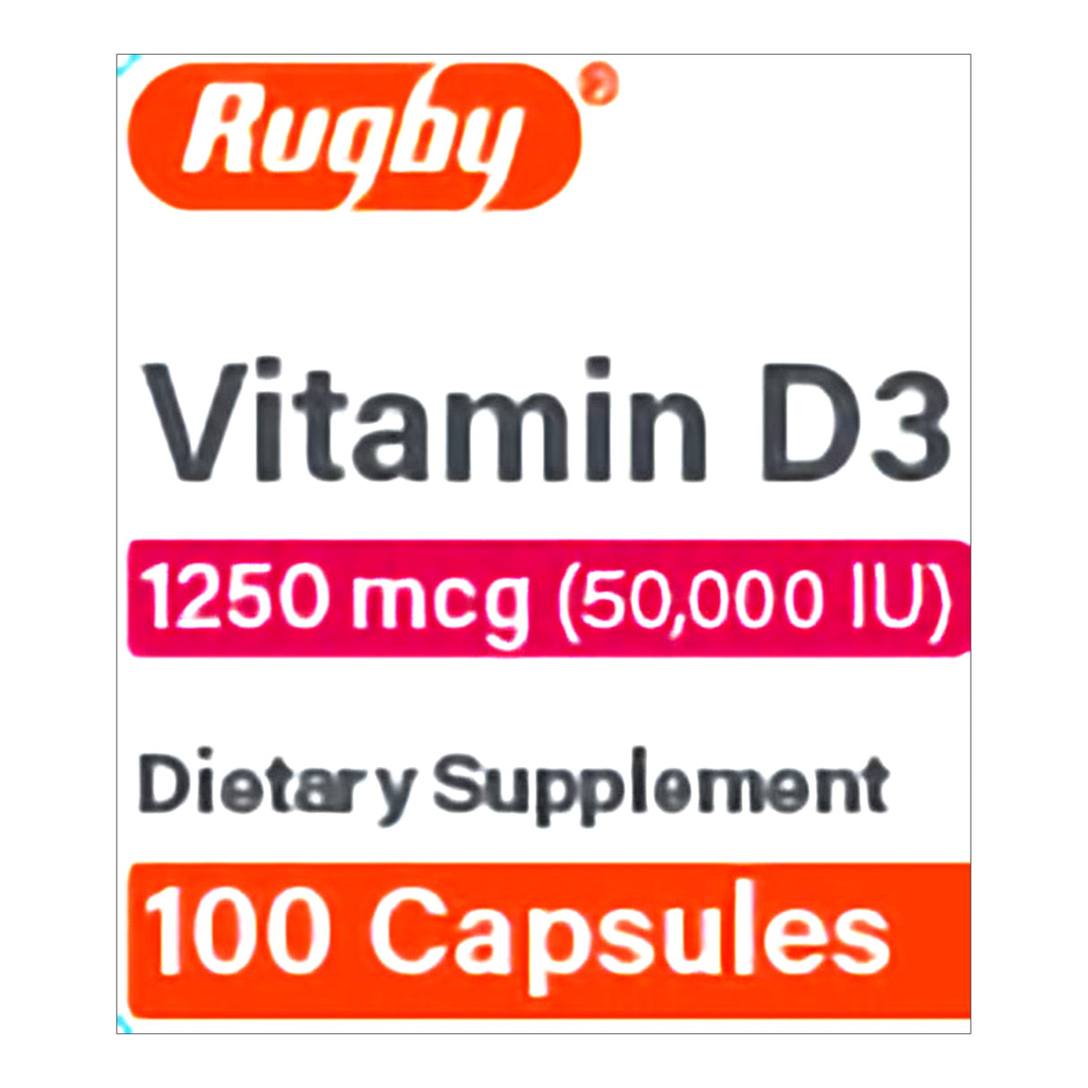 Rugby Vitamin D3 Supplement, 1250 mcg - 80681017400 - LL Medico