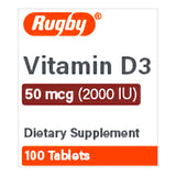 Rugby Vitamin D3 Supplement Bone Essential, 50 mcg - 80681017000 - LL Medico