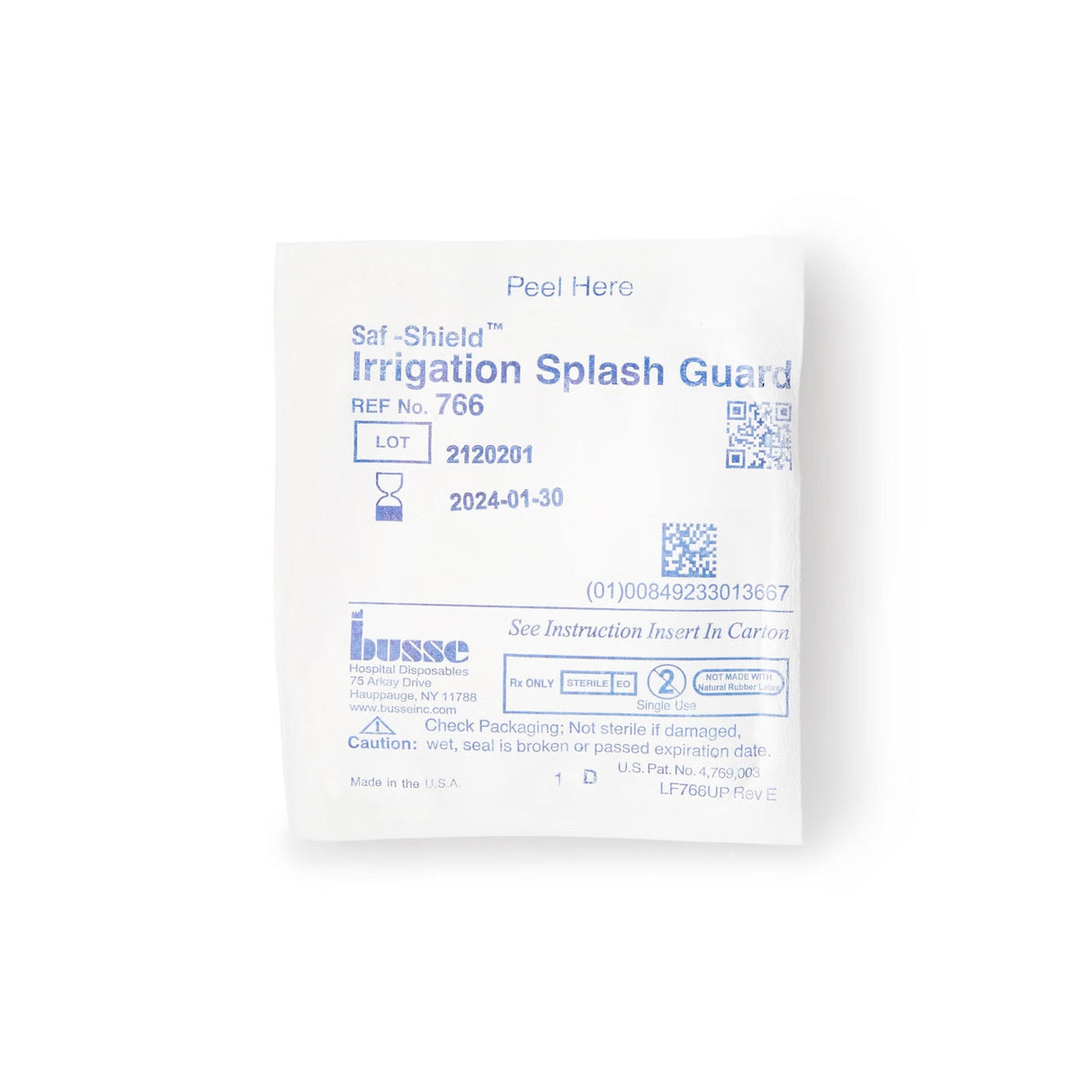Saf-Shield Irrigation Splash Guard, Clear Plastic, Angled Inlet, Sterile - 766-Single - LL Medico