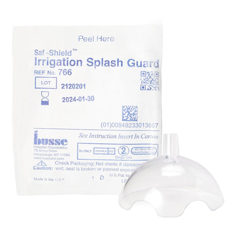 Saf-Shield Irrigation Splash Guard, Clear Plastic, Angled Inlet, Sterile - 766-Single - LL Medico