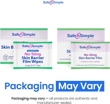 Safe N Simple No-Sting Skin Barrier Film Wipes - SNS00807-Box - LL Medico