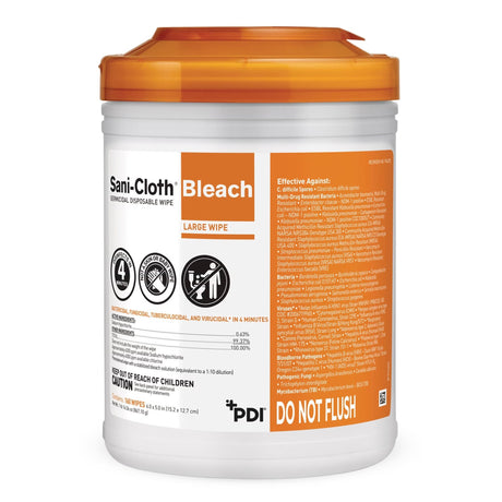 Sani-Cloth Bleach Germicidal Disposable Wipe, Surface Disinfectant Cleaner, Premoistened, 5 x 6", Nonsterile - P84172-Case - LL Medico
