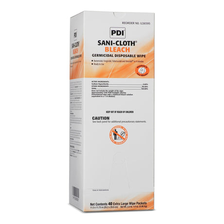 Sani-Cloth Bleach, Premoistened Germicidal Surface Disinfectant Cleaner Wipe, 11.5 x 11.75", Nonsterile - U26595-Single - LL Medico