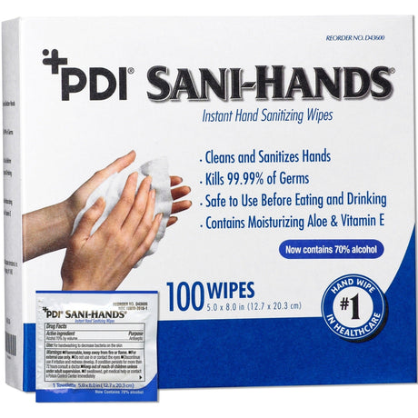 Sani-Hands Hand Sanitizing Wipes, Alcohol, Scented, 5.5 x 8.4 Inch Soft Pack - P71520-Pack - LL Medico