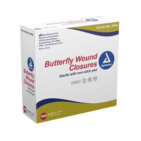 Secure Strip Skin Closure Strip, Butterfly Closure, 0.5" x 2.75", White, Plastic, Sterile - 3616-Box - LL Medico
