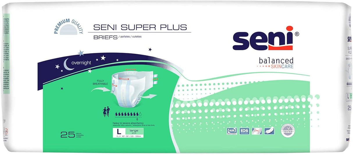 Seni Super Plus Adult Briefs - SLA25BP1-Pack - LL Medico
