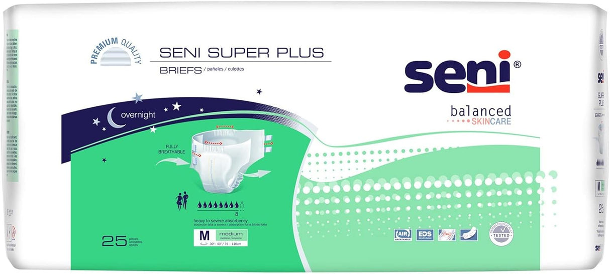 Seni Super Plus Adult Briefs - SME25BP1-Pack - LL Medico