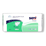 A pack of 25 Seni Super Plus Adult Briefs (medium), by Seni, designed for heavy incontinence. The package features a white and green design with the Seni logo and product details.