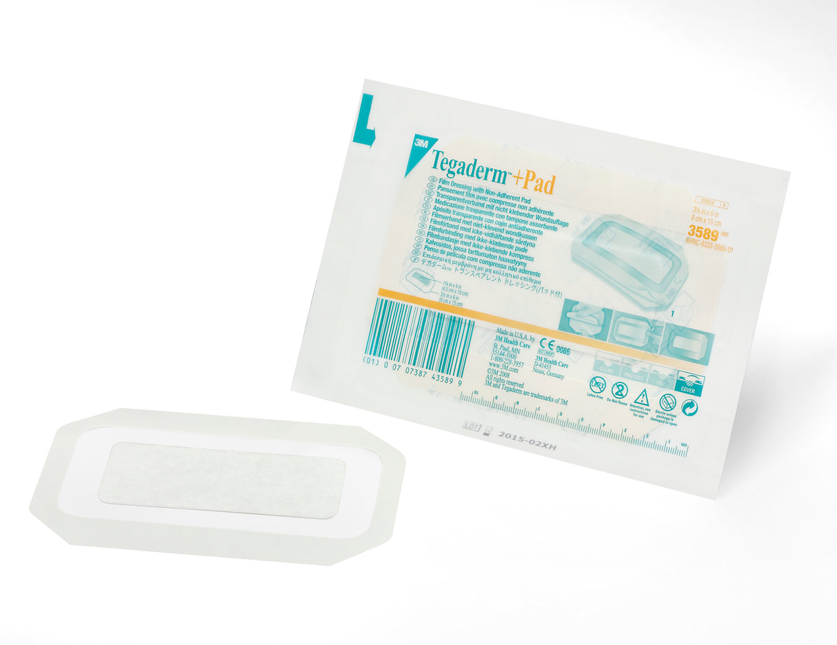 3M Tegaderm +Pad Film Dressing with nonadherent Pad, 6 x 6 Inch
