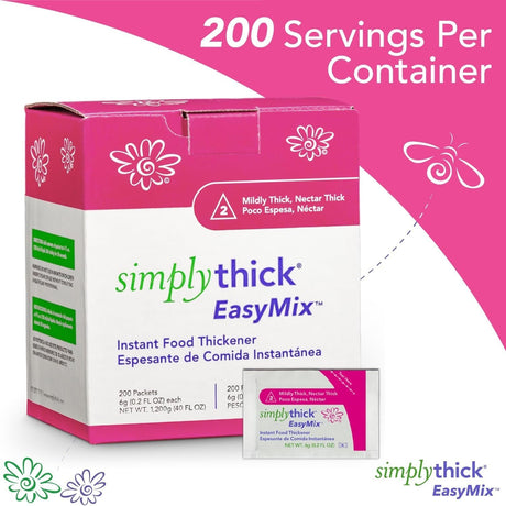 SimplyThick EasyMix Food Thickener Packets, Nectar Consistency, 6g, 200 Count - STIND200L2-Box - LL Medico