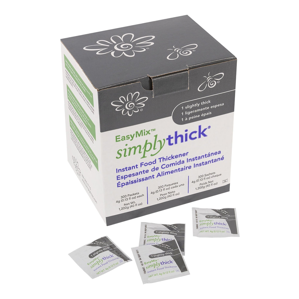 SimplyThick EasyMix Food Thickener Packets, Unflavored Gel, IDDSI Level 1, 4 g - STIND300L1-Single - LL Medico
