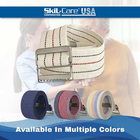 Skil-Care Cotton Gait Belt, Pinstripe, 72" Length - 252074-Single - LL Medico