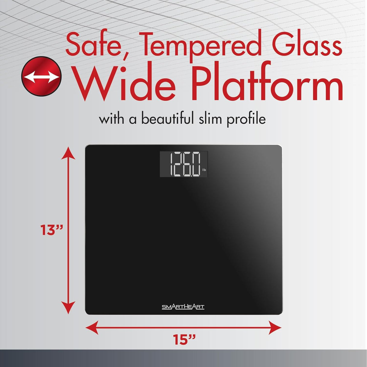 SmartHeart Wide Platform Digital Scale, Up to 551 lbs, Black - 19-104 - LL Medico