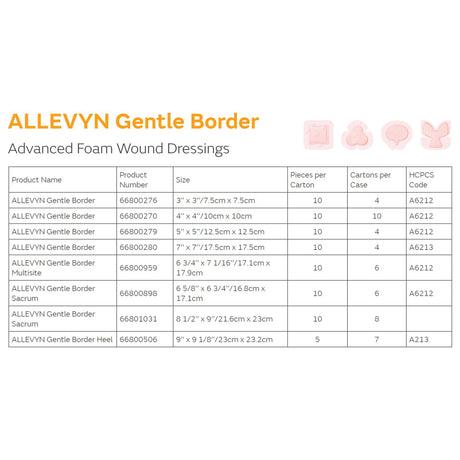 Smith & Nephew Allevyn Gentle Border Multisite Foam Dressing, Adhesive, Sterile, 6 3/4" x 7 5/8" - 66800959-Single - LL Medico
