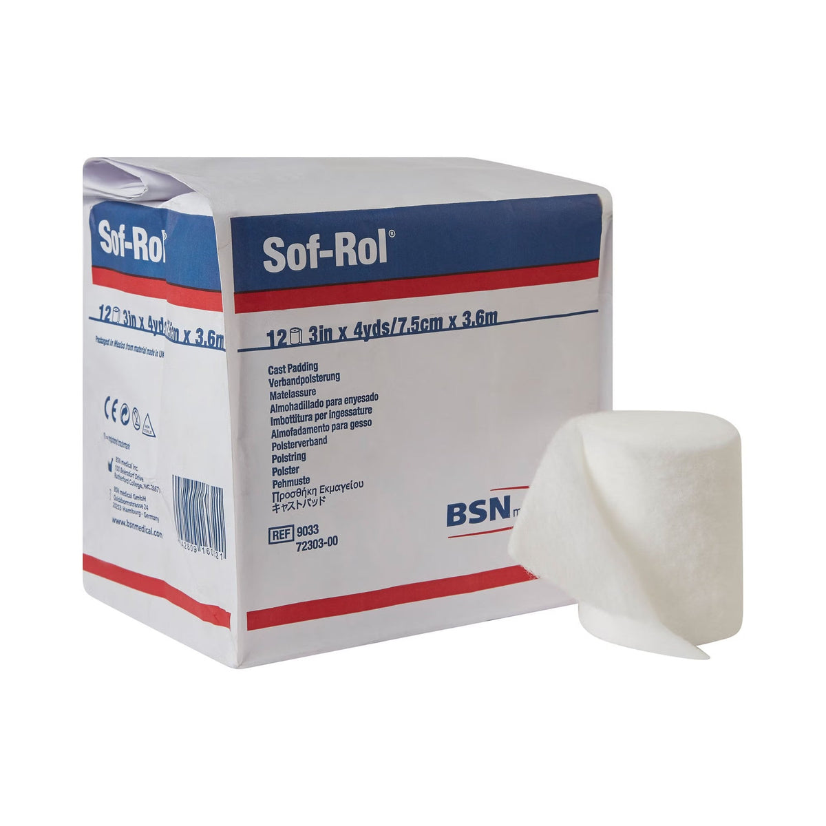 Sof-Rol Undercast Cast Padding, 3" x 4 Yard, White, Rayon, NonSterile - 9033-Single - LL Medico