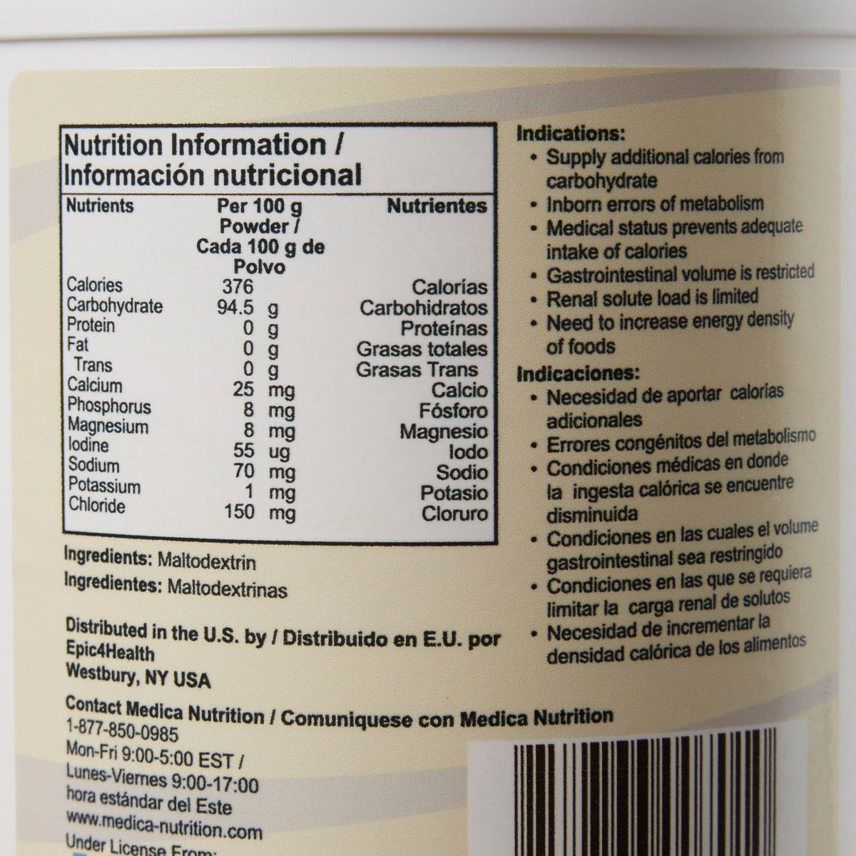 SolCarb Unflavored Carbohydrate Powder Supplement, 16 oz - 7001-N-Single - LL Medico
