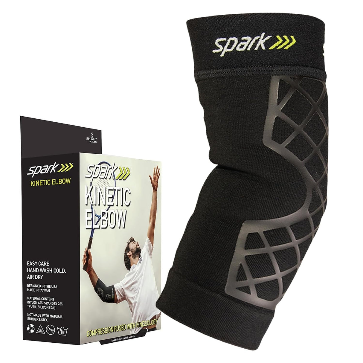 Brownmed Spark Kinetic Elbow Support Compression Sleeve, Black - 40417 - LL Medico