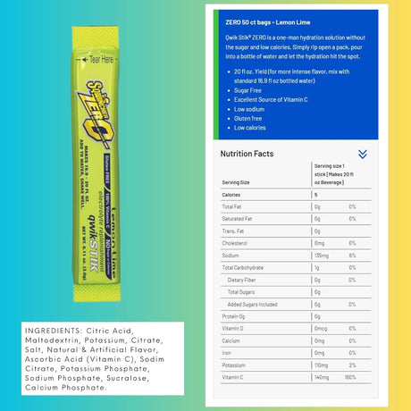 Sqwincher Qwik Stik Zero Oral Electrolyte Solution, Lemon-Lime, 0.11 oz - 159060106-Pack - LL Medico