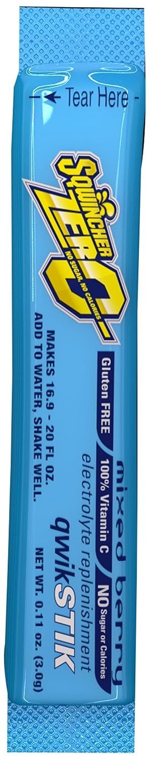 Sqwincher Qwik Stik Zero Oral Electrolyte Solution, Mixed Berry, 0.11 oz - 159060101-Pack - LL Medico