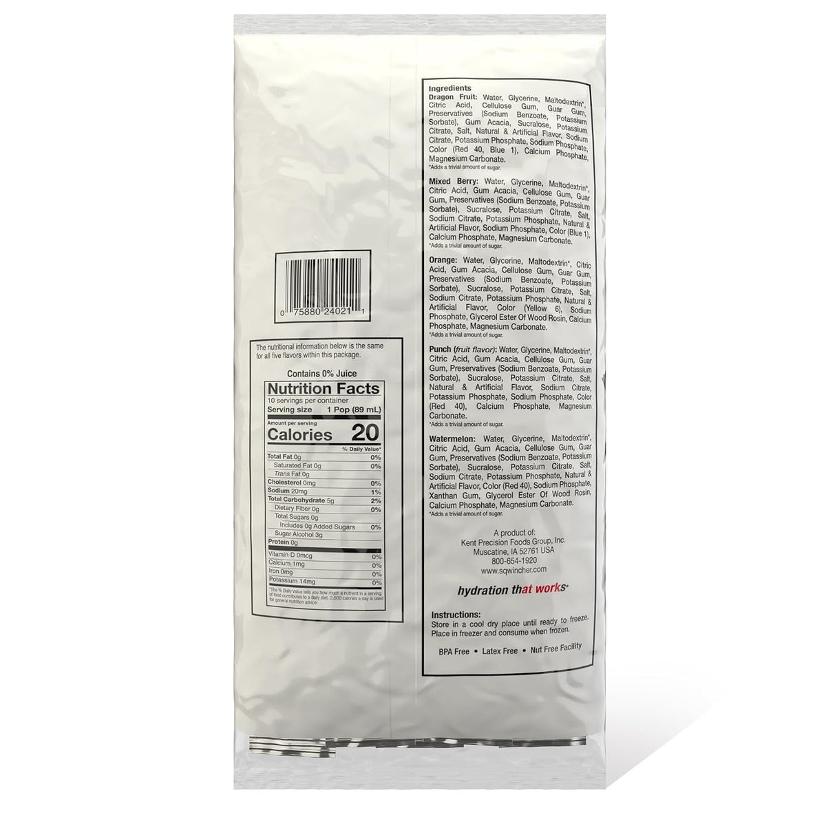 Sqwincher Sqweeze Zero Electrolyte Freezer Pops, Variety Pack, 3 oz - 159200231-Bag - LL Medico