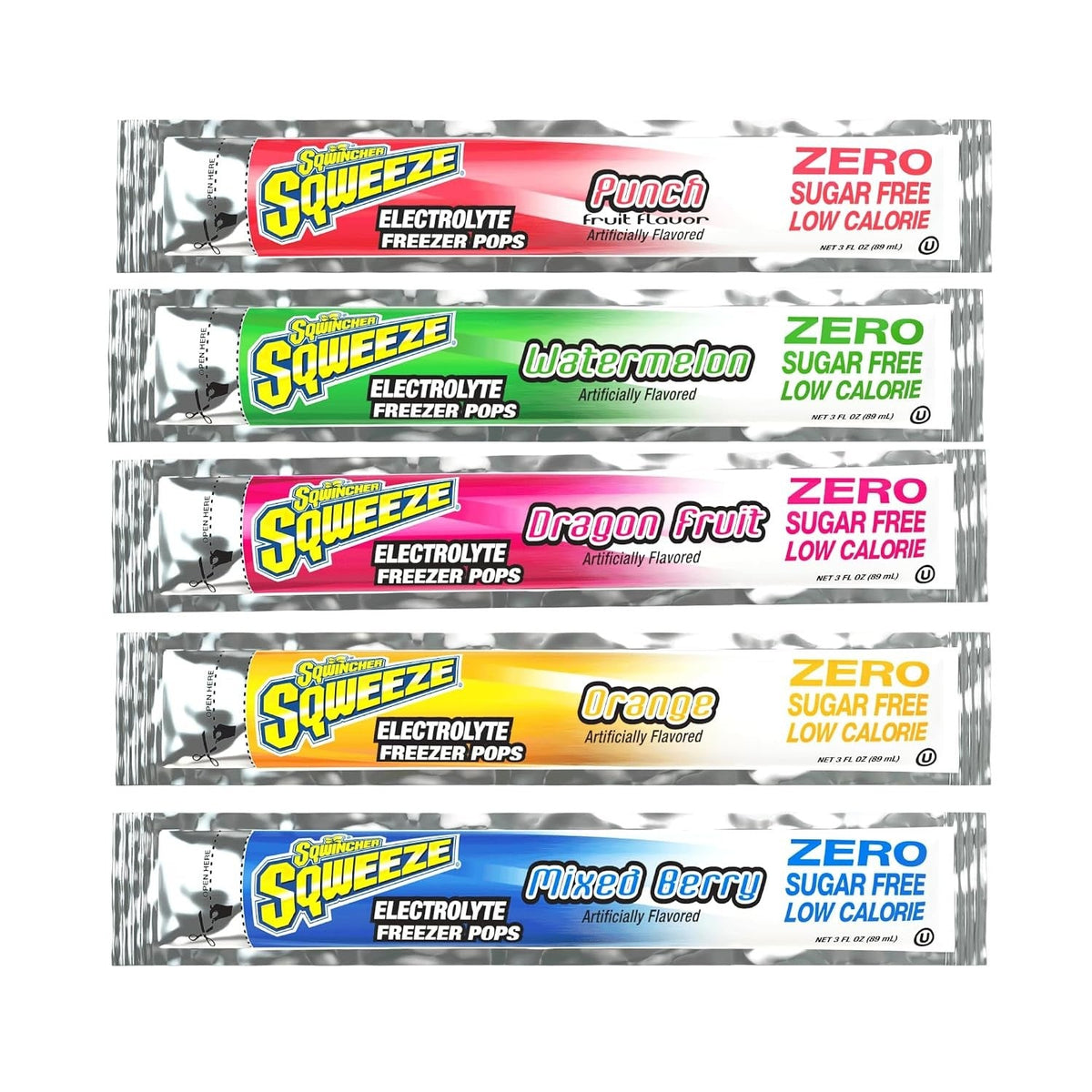 Sqwincher Sqweeze Zero Electrolyte Freezer Pops, Variety Pack, 3 oz - 159200231-Bag - LL Medico