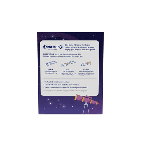 Stat Strip Adhesive Strip, Kid Design Planets / Stars, Plastic, Sterile, 0.75" x 3" - 15650-Box - LL Medico