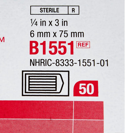 Steri-Strip Blend Tone Skin Closures, Flexible Nonwoven Strip, Tan, 0.25" x 3", Sterile - B1551-Single - LL Medico