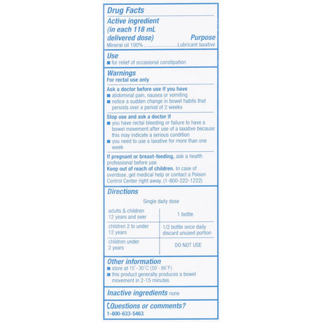 Sunmark 100% Mineral Oil Enema - 49348018520 - LL Medico