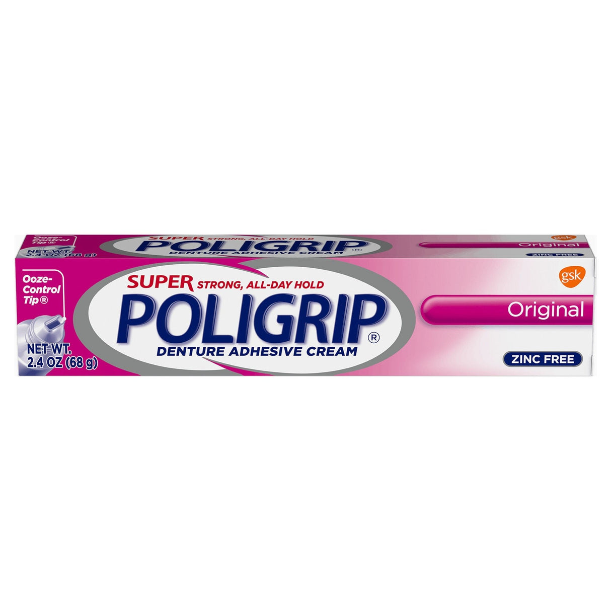 Super Poligrip Original Denture Adhesive Cream, Zinc Free, 2.4 oz - 31015805455-Single - LL Medico