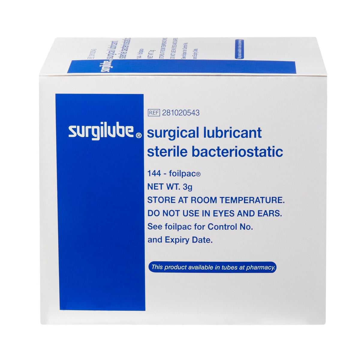 Surgilube Lubricating Jelly, 3 Gram Individual Packets - 281020543-Box - LL Medico