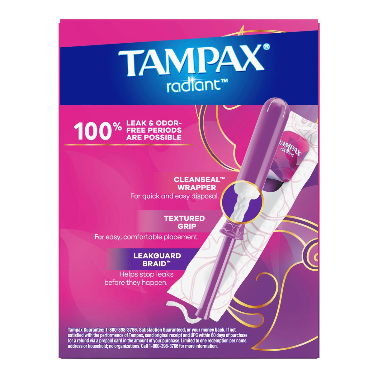 Tampax Radiant Tampons Regular Absorbency Unscented - 07301071306-Box - LL Medico