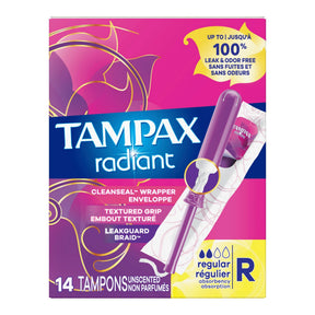 Tampax Radiant Tampons Regular Absorbency Unscented - 07301071306-Box - LL Medico