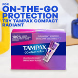 Tampax Radiant Tampons, Regular Absorbency, Unscented, Plastic Applicator, 84 Count - 07301071306-Box - LL Medico
