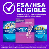 Tampax Radiant Tampons, Regular Absorbency, Unscented, Plastic Applicator, 84 Count - 07301071306-Box - LL Medico