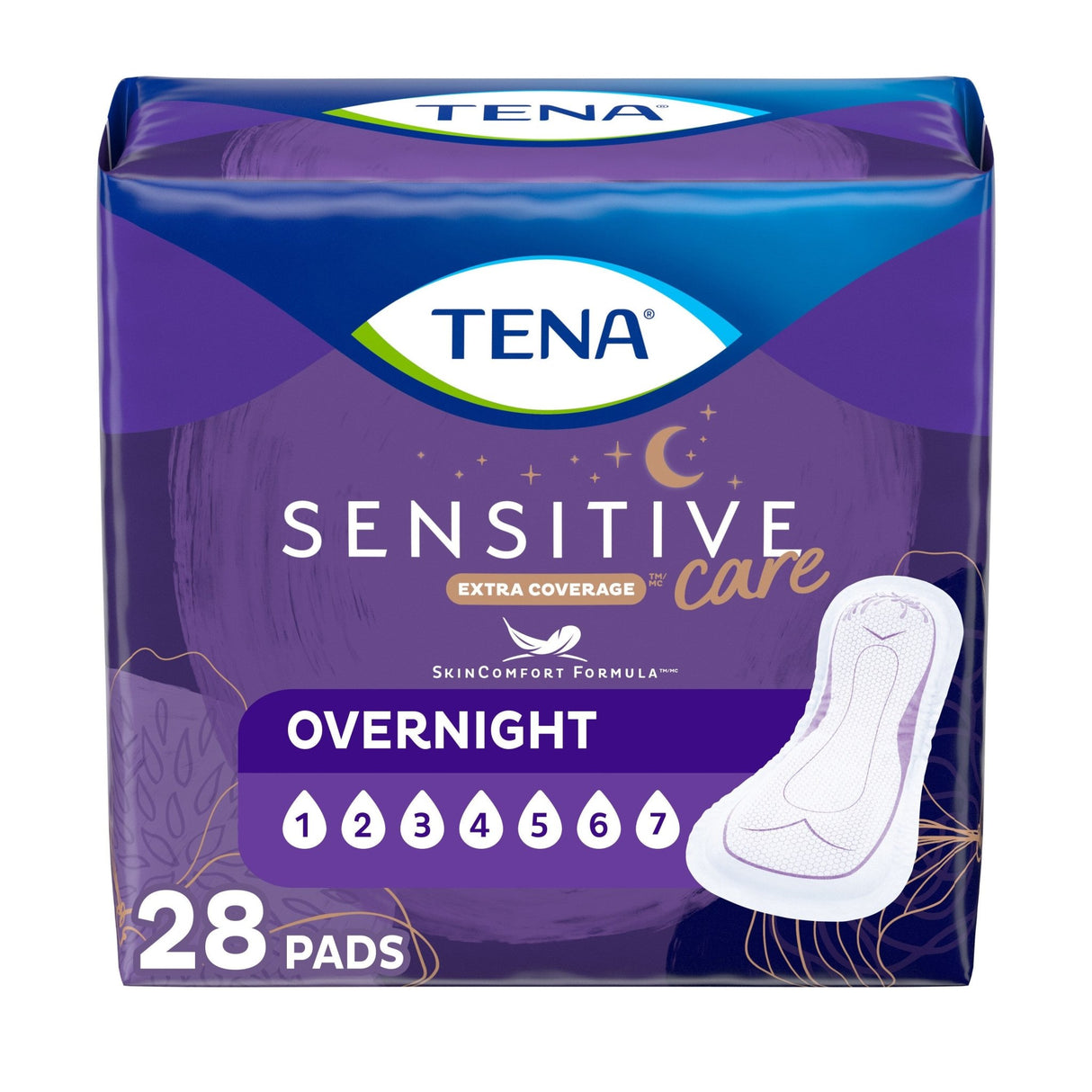 TENA Sensitive Care Extra Coverage Overnight Pads - 54282-Pack - LL Medico
