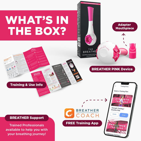The Breather Respiratory Muscle Trainer, Pink - B-PINK-Single - LL Medico
