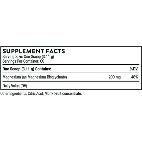 Thorne Magnesium Bisglycinate Powder, Sweet Flavor, 6.5 oz - M204-Bottle - LL Medico