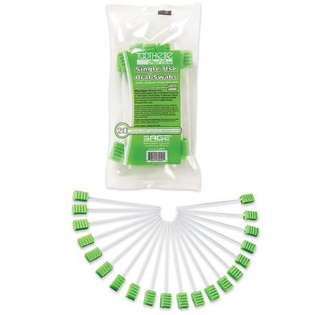 Toothette Plus Oral Swabsticks Foam Tip, Green, 6 Inch, Individually Wrapped - 6076-Pack - LL Medico