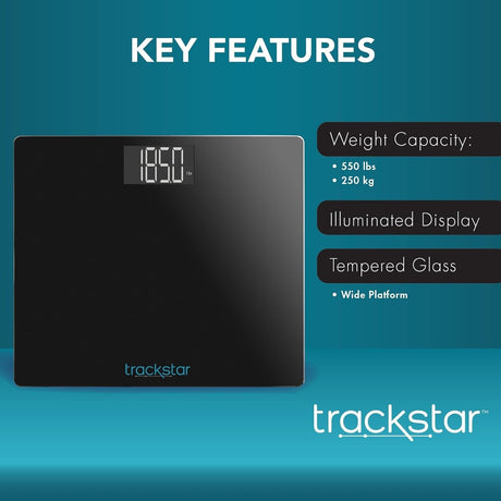 Trackstar Wide-Platform Digital Floor Scale, 550 lb Capacity - 302-1114B-Single - LL Medico