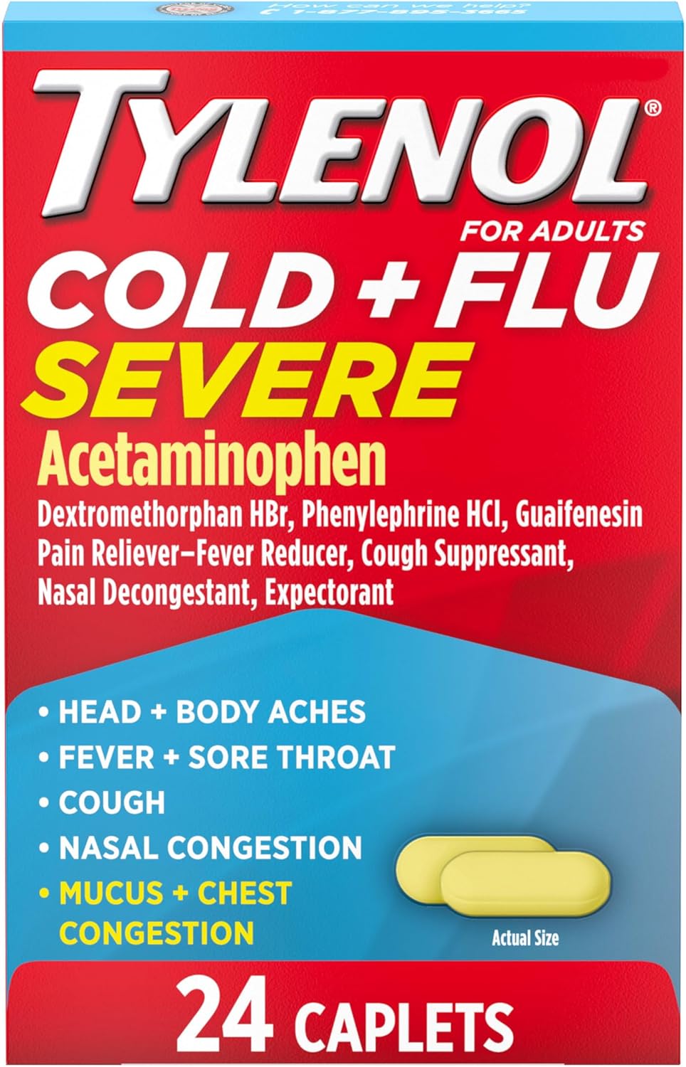 Tylenol Cold + Flu Severe Relief Caplets, 24 ct - 50580040226 - LL Medico