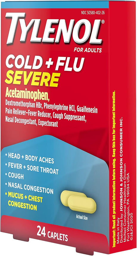 Tylenol Cold + Flu Severe Relief Caplets, 24 ct - 50580040226 - LL Medico