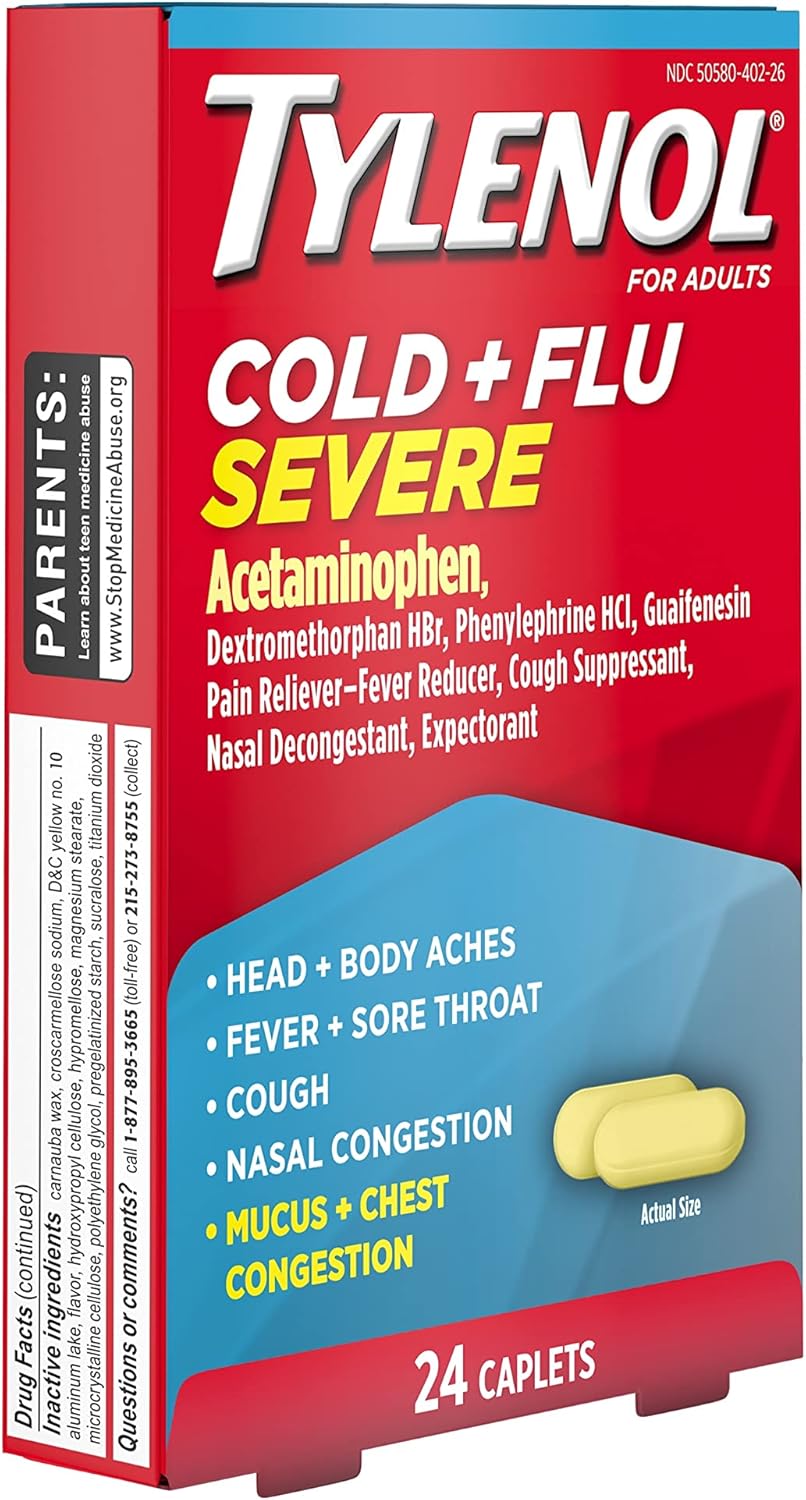 Tylenol Cold + Flu Severe Relief Caplets, 24 ct - 50580040226 - LL Medico