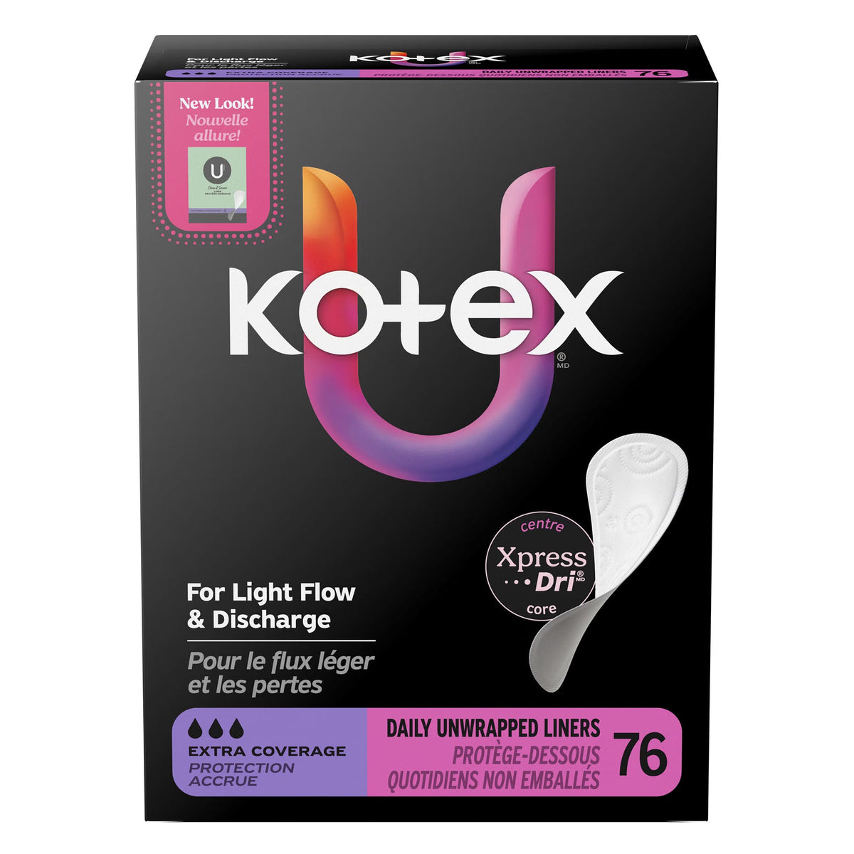 U by Kotex Extra Coverage Panty Liners, Light Absorbency, Fragrance-Free - 58319-Pack - LL Medico