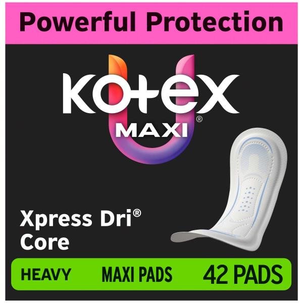U by Kotex Maxi Feminine Pads, Heavy Absorbency, Fragrance-Free - 58227-Pack - LL Medico