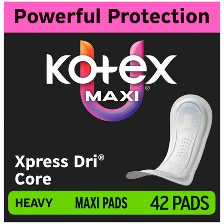 U by Kotex Maxi Feminine Pads, Heavy Absorbency, Fragrance-Free - 58227-Pack - LL Medico