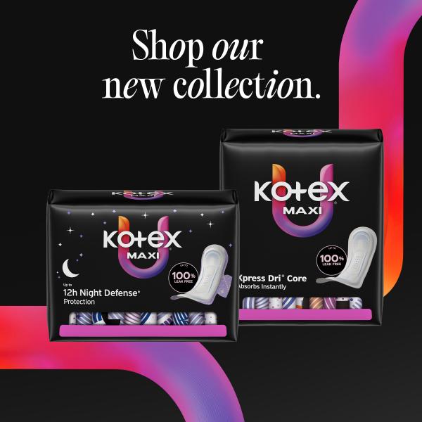 U by Kotex Maxi Feminine Pads, Heavy Absorbency, Fragrance-Free - 58227-Pack - LL Medico