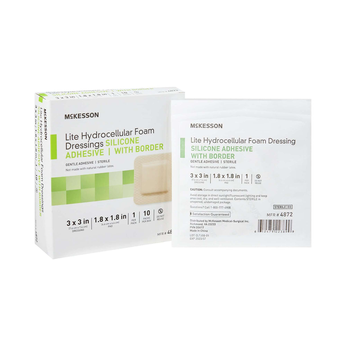 McKesson Adhesive Foam Dressing with Border, 3 x 3 Inch